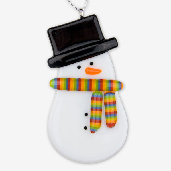 Glassworks Northwest: Fused Glass Ornaments: Snowman Rainbow