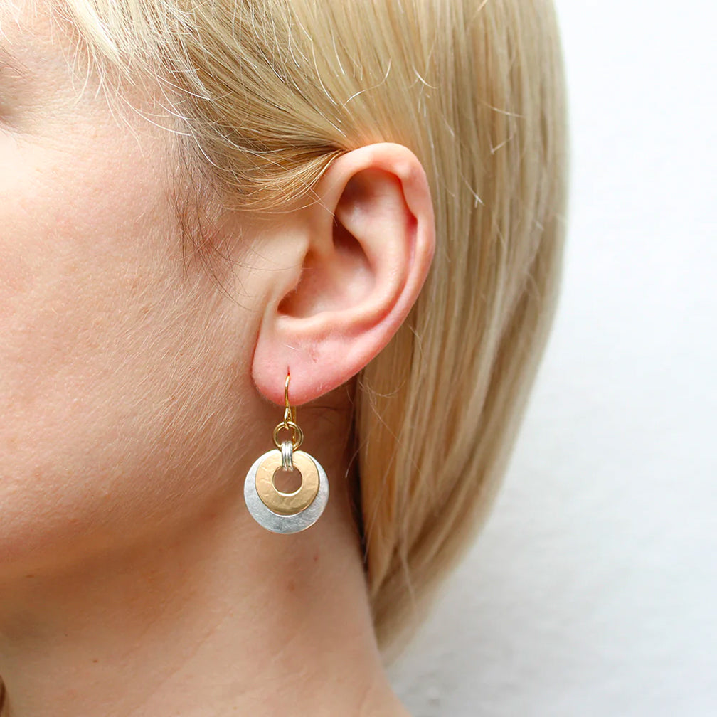 Marjorie Baer Wire Earrings: Small Layered Double Linked Rings