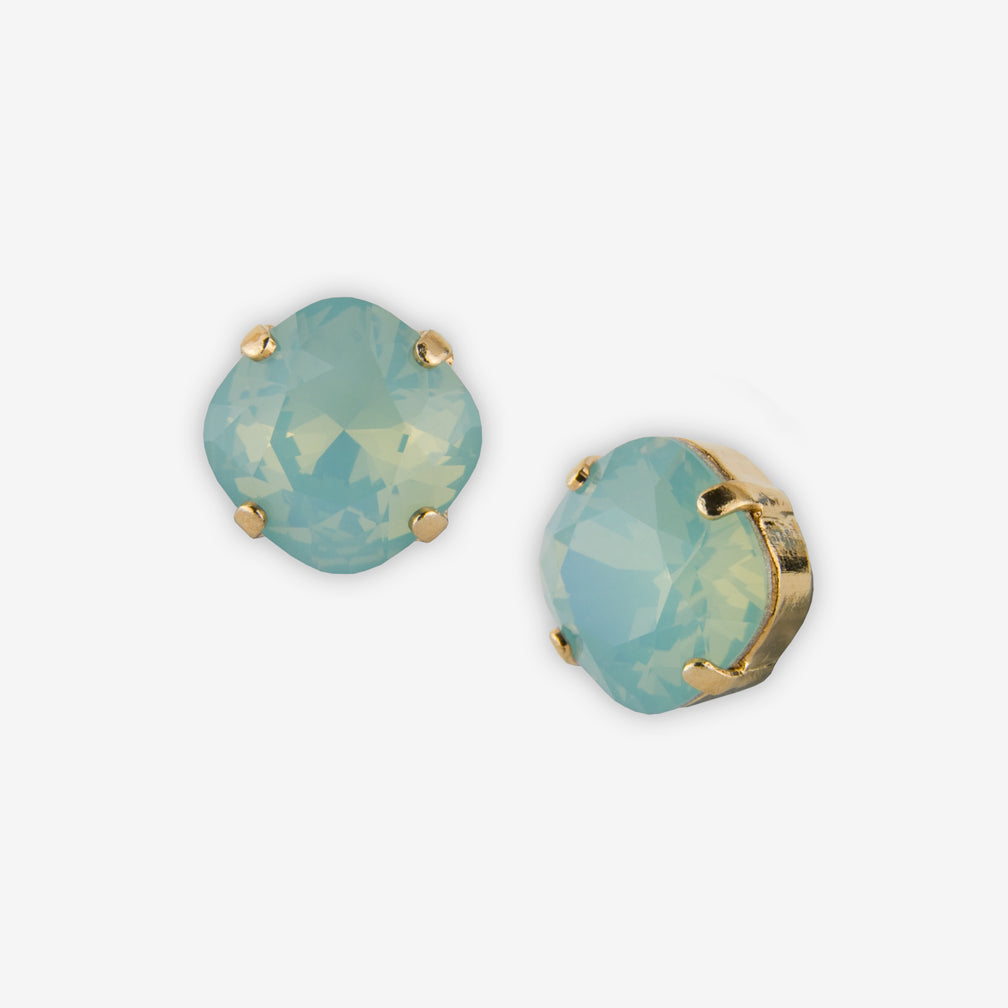 Noon Designs: Earrings: Small Dazzling Stud, Milky Green Opal