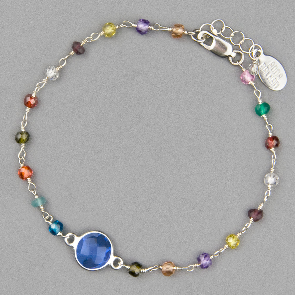Anna Balkan Bracelet: Cara Multigem, Silver with Blue Quartz
