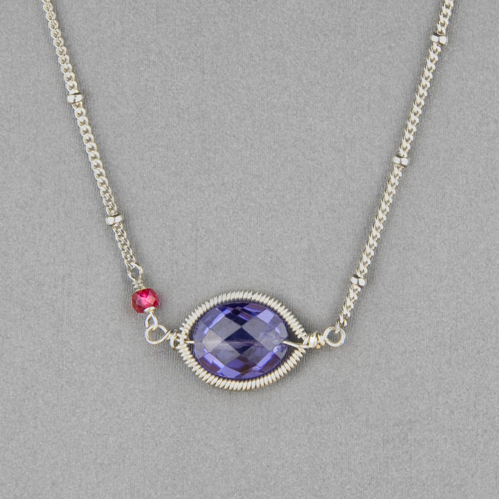 Anna Balkan Necklace: Erika Oval Layering, Silver with Tanzanite
