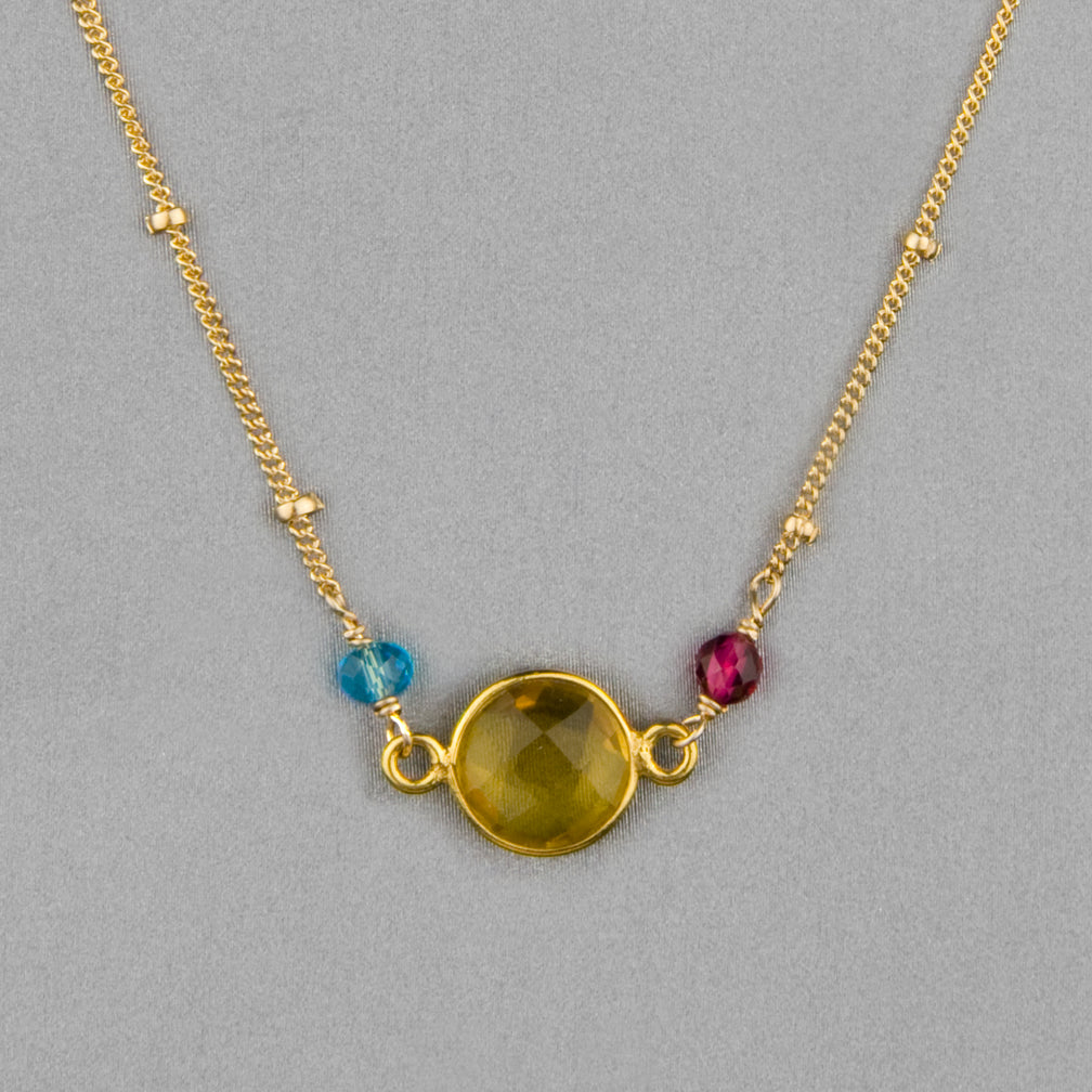 Anna Balkan Necklace: Ally Small Layering, Gold with Citrine