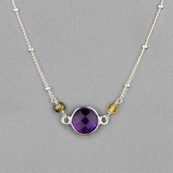 Anna Balkan Necklace: Ally Small Layering, Silver with Amethyst