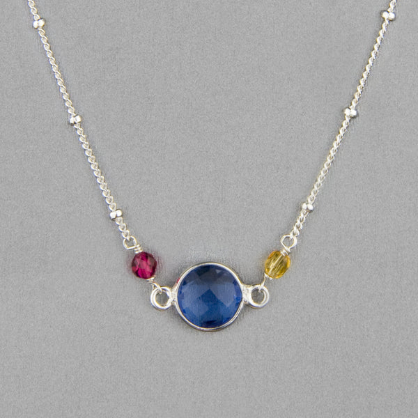 Anna Balkan Necklace: Ally Small Layering, Silver with Blue Quartz