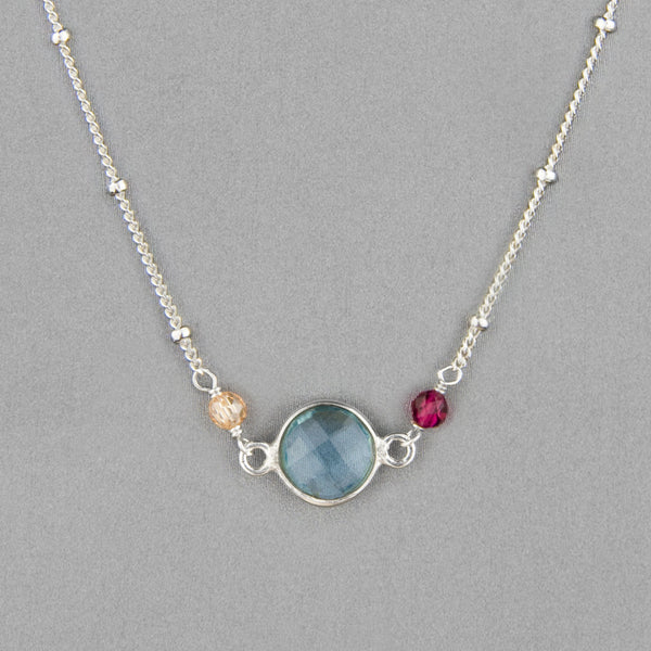 Anna Balkan Necklace: Ally Small Layering, Silver with Blue Topaz