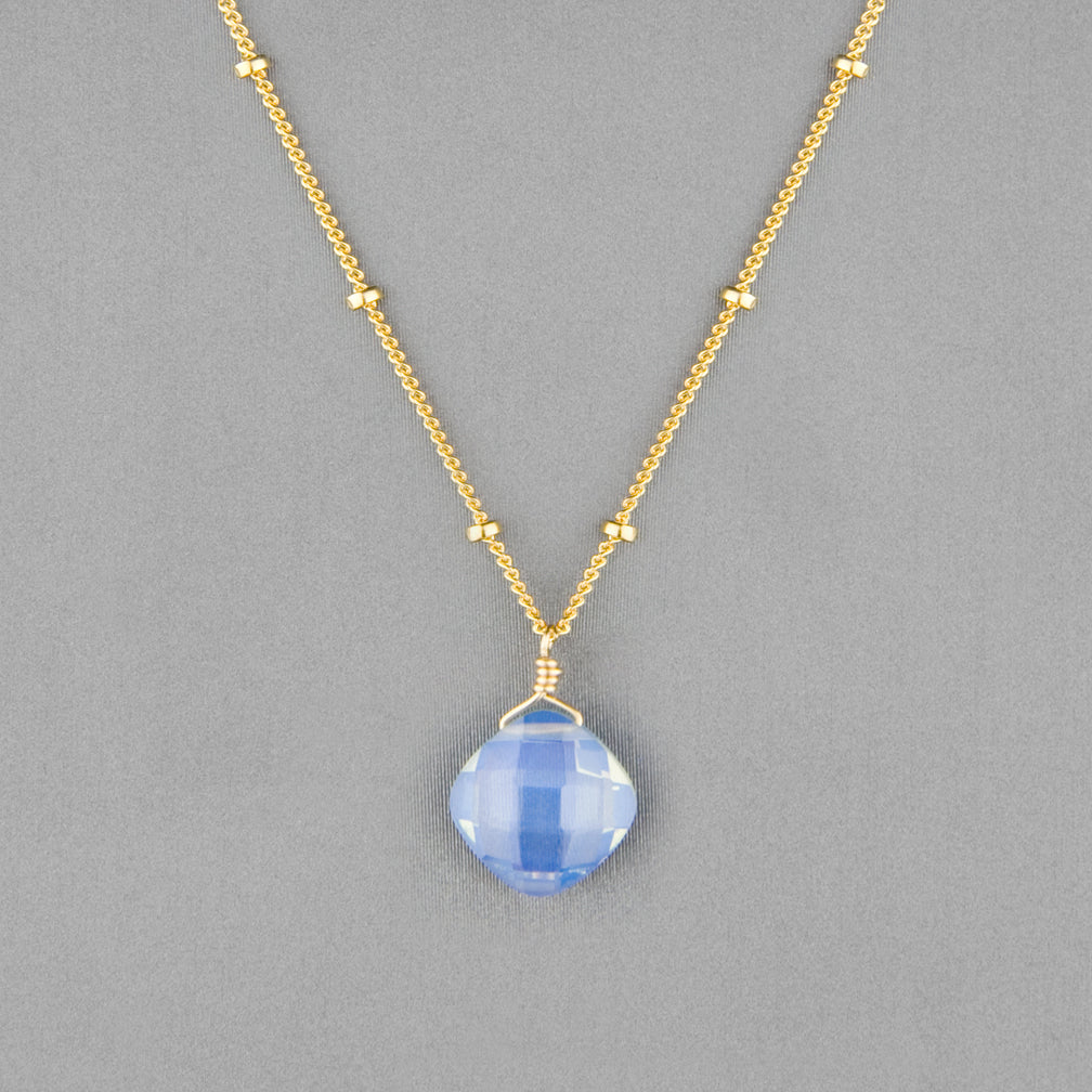 Anna Balkan Necklace: Kylie Single Gem, Gold with Opal