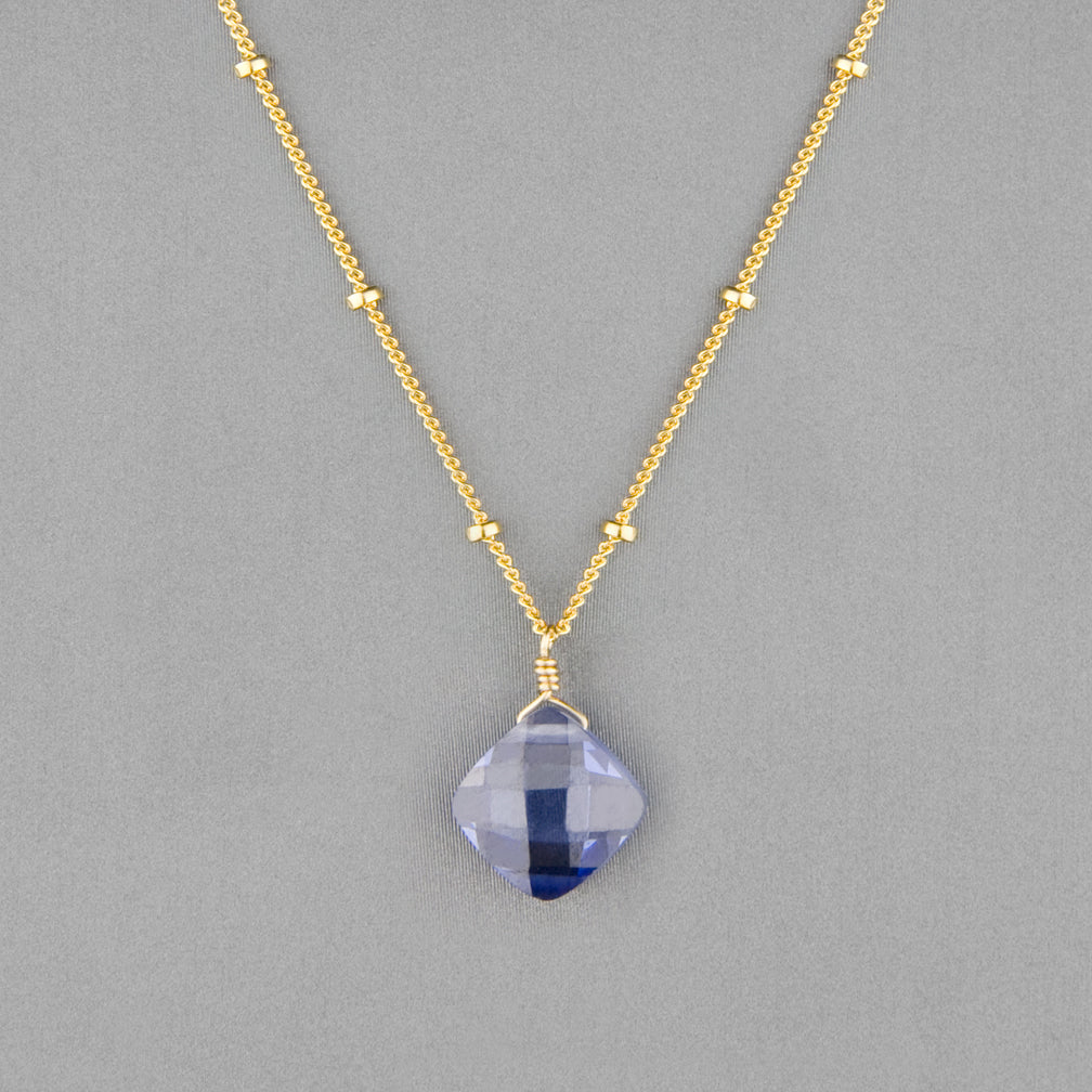 Anna Balkan Necklace: Kylie Single Gem, Gold with Tanzanite