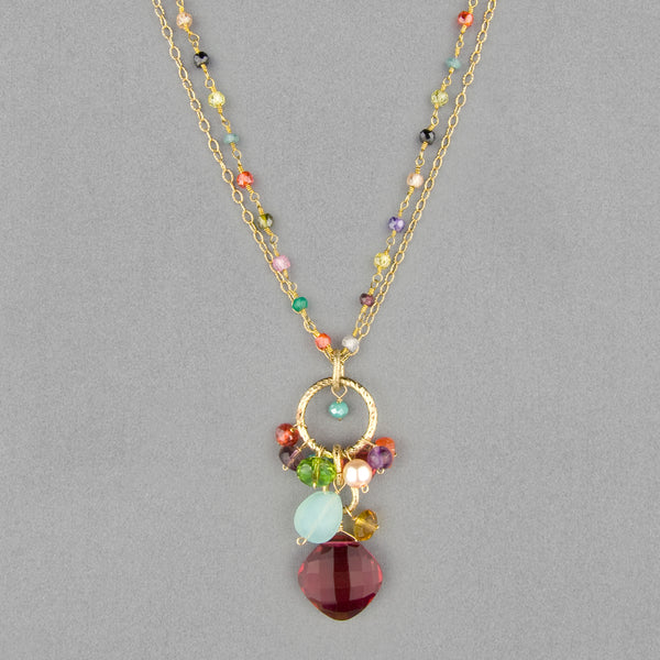 Anna Balkan Necklace: Jeanie Pendant, Gold with Ruby Quartz