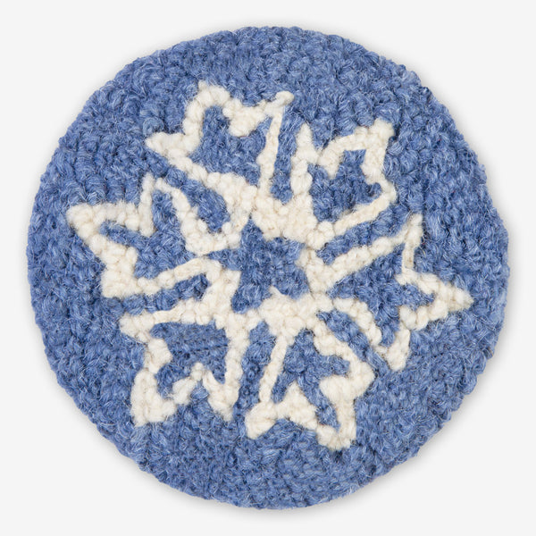 Chandler 4 Corners: Hand-Hooked Wool Coasters: Blue Icy Flake