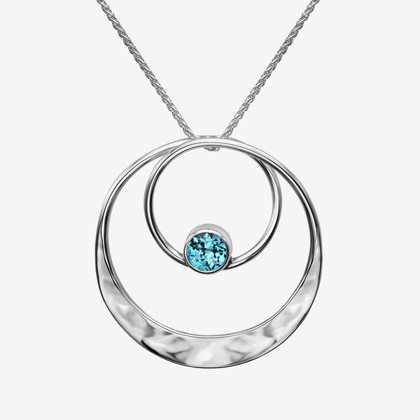 Ed Levin Designs: Necklace: Juliet Pendant, Silver with Blue Topaz 18"