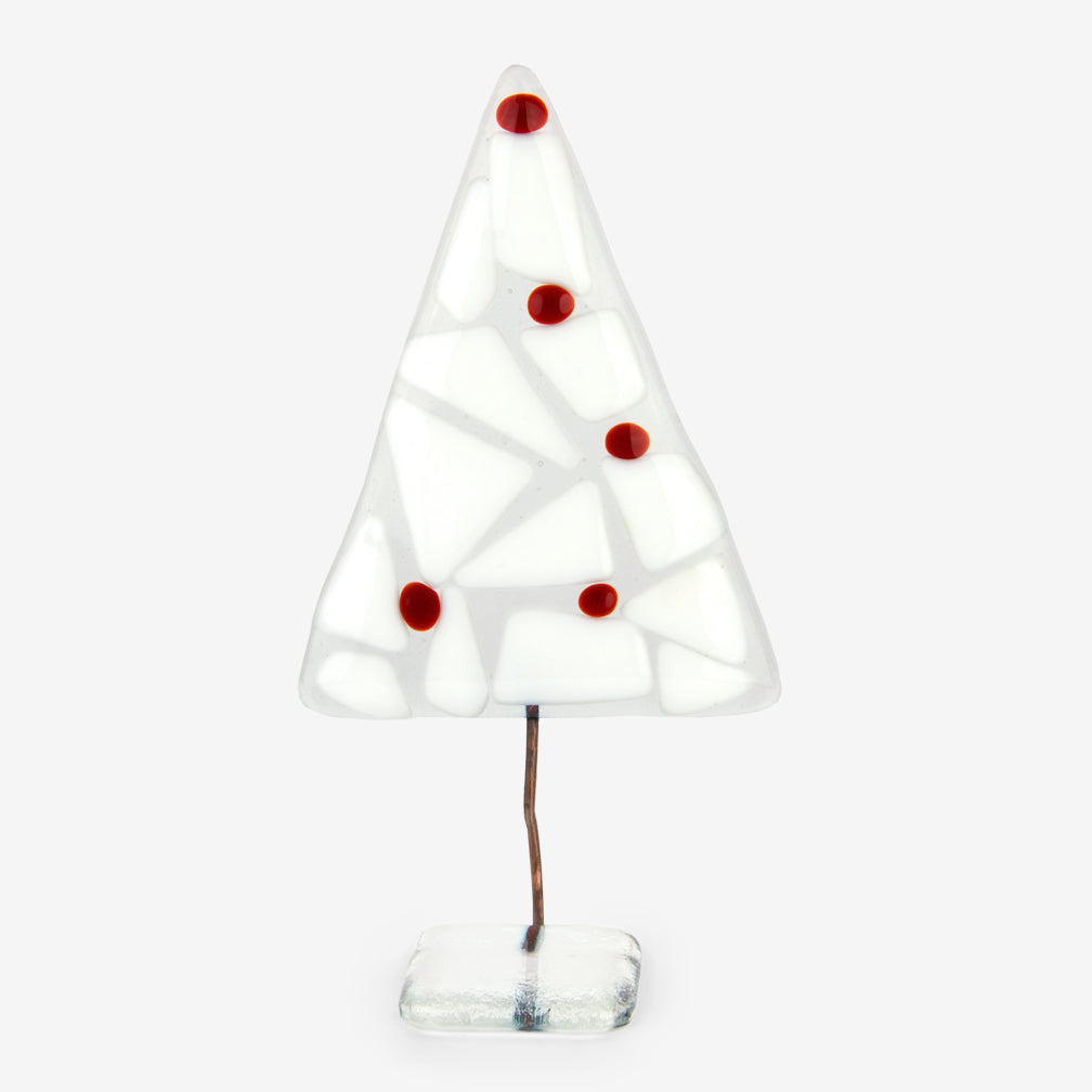 Glassfire Jewelry & More Holiday: Christmas Tree, White with Red Balls, Wide