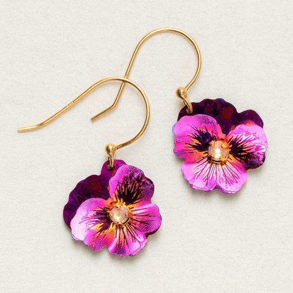 Garden Pansy Drop Earrings - Bonnie Blue main image 0