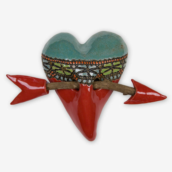 Laurie Pollpeter Eskenazi: Small Heart with Arrow: Little Harlequin in Red