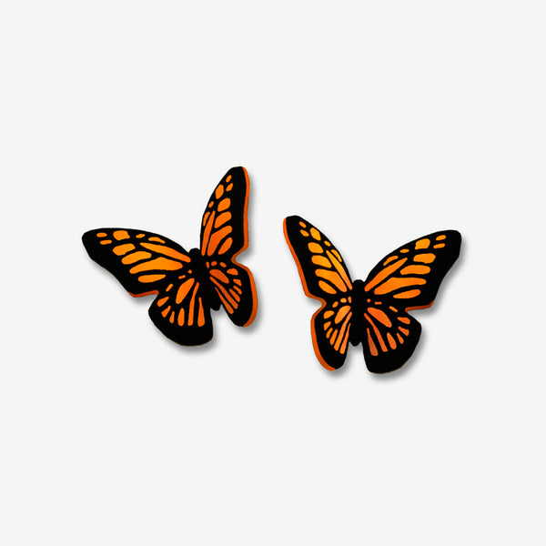Sienna Sky Post Earrings: Small Folded Monarch Butterfly