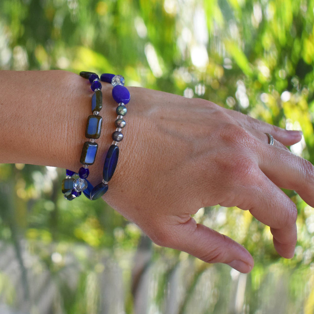 Stefanie Wolf Designs: Bracelet: Medley, 2-Strand True Blue