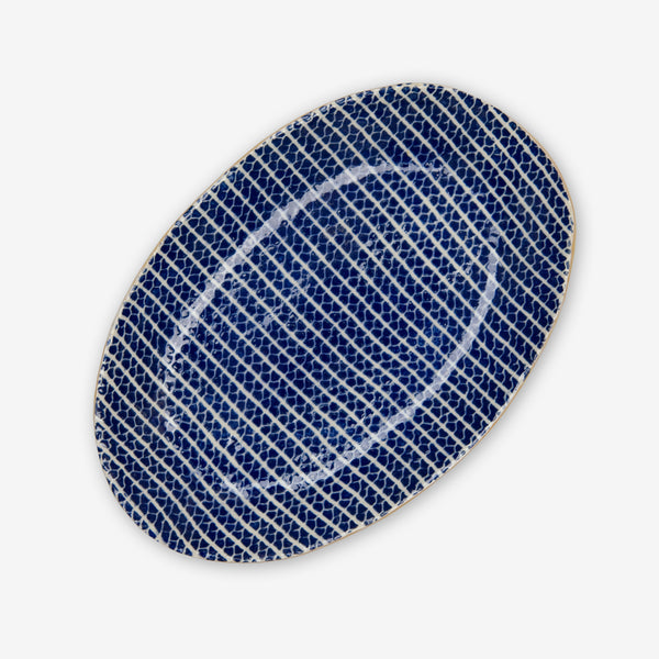 Terrafirma Ceramics: Petite Oval Platter: Strata Cobalt