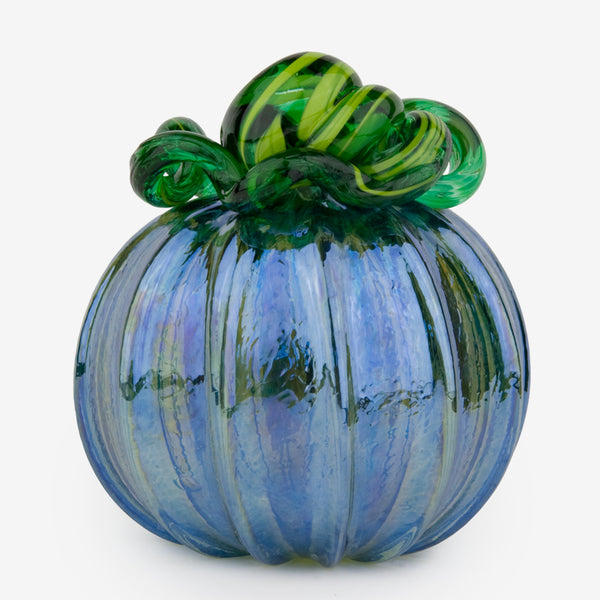 The Glass Forge: Large Pumpkin: Silver Blue
