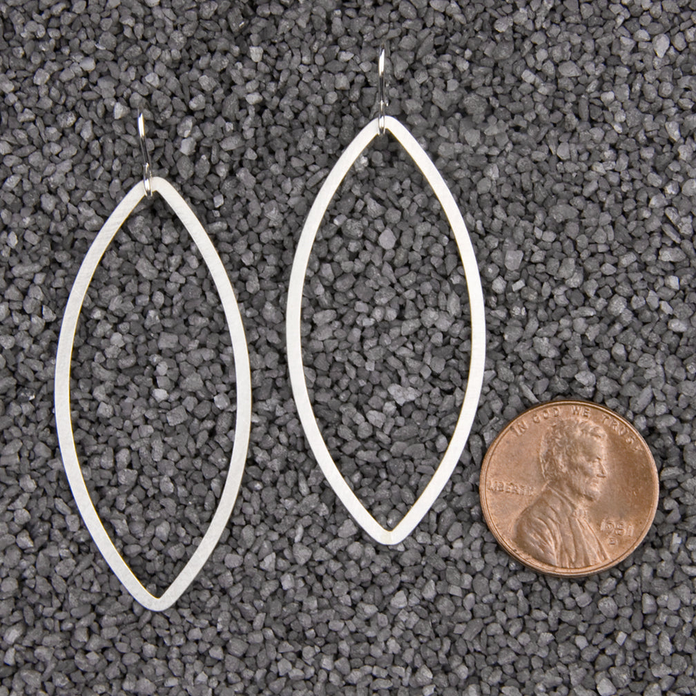 Zina Kao Exclusives Wire Earrings: Marquise #4 Flat, Silver