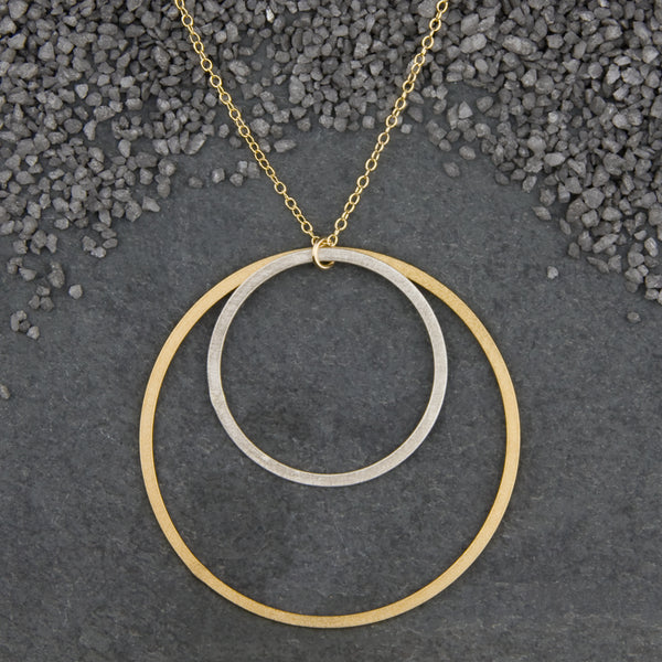 Zina Kao Exclusives Necklace: Double Flat Ring #25, Mostly Gold