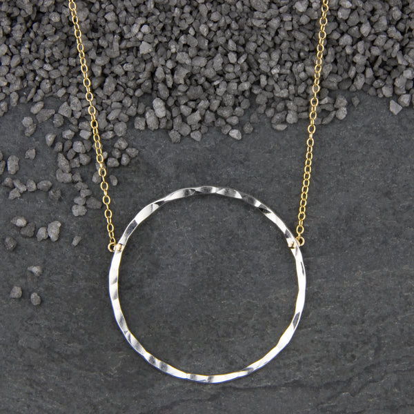 Zina Kao Exclusives Necklace: Just Rings #3, Silver with Gold Chain