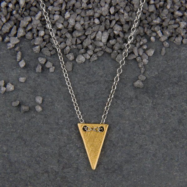Zina Kao Exclusives Necklace: Triangle, Gold with Silver Chain