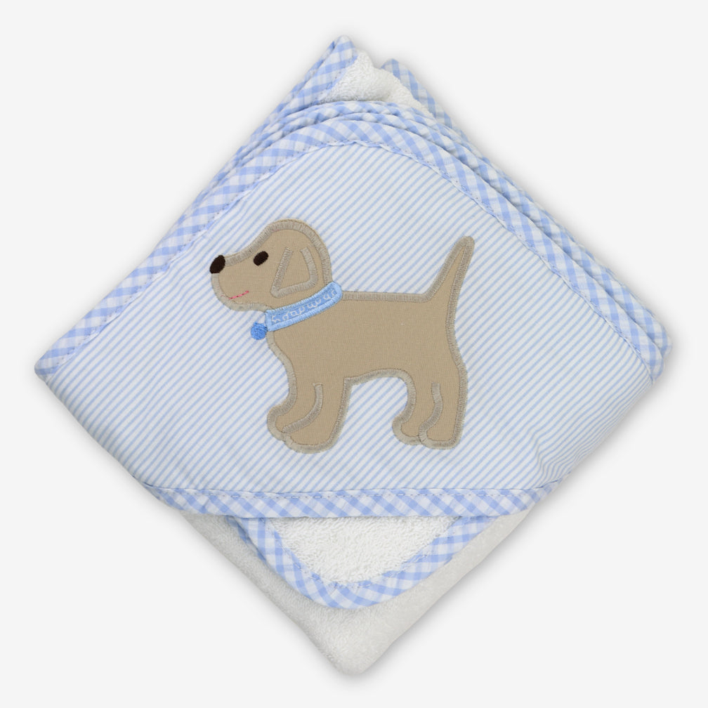 3 Marthas: Hooded Towel & Washcloth Set: Blue Lab Puppy