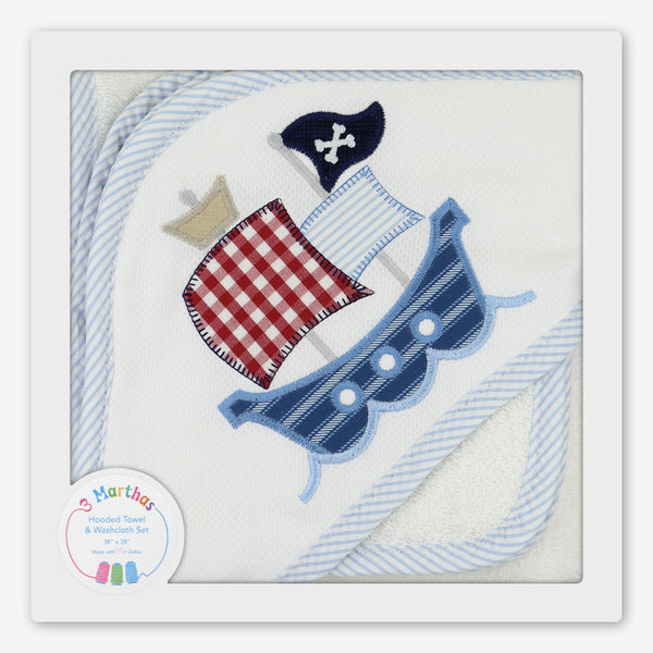 3 Marthas: Hooded Towel & Washcloth Set: Pirate