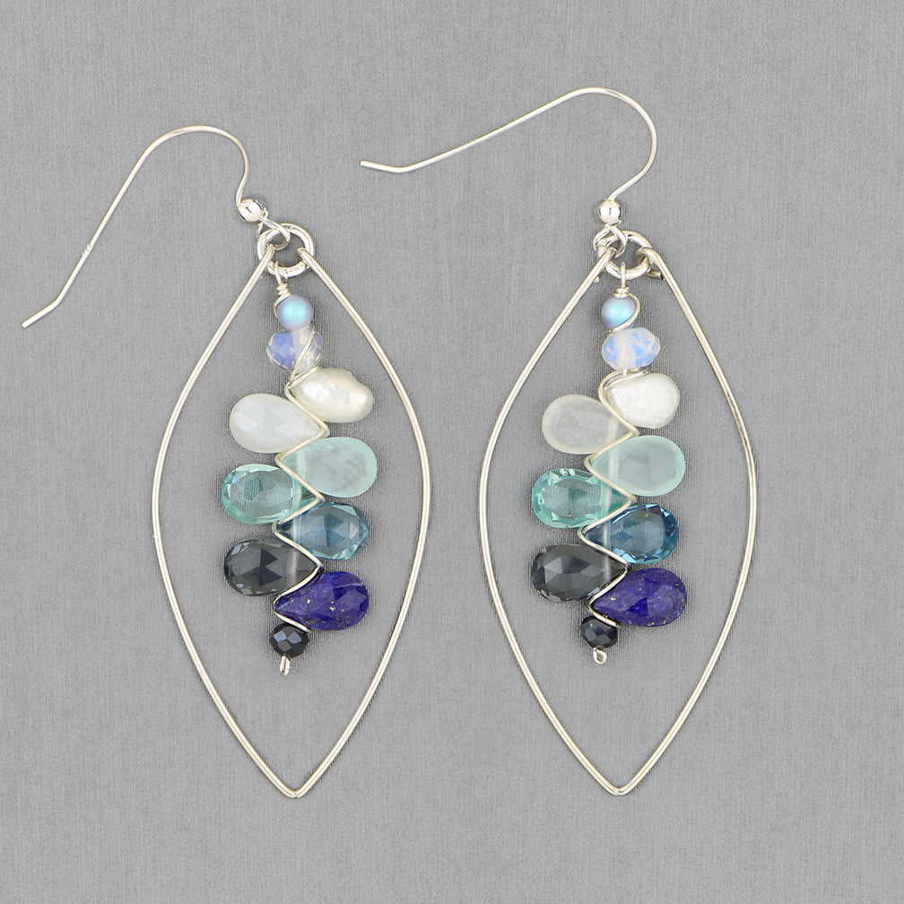 Anna Balkan Earrings: Kaleidoscope Hoops, Silver with Lapis