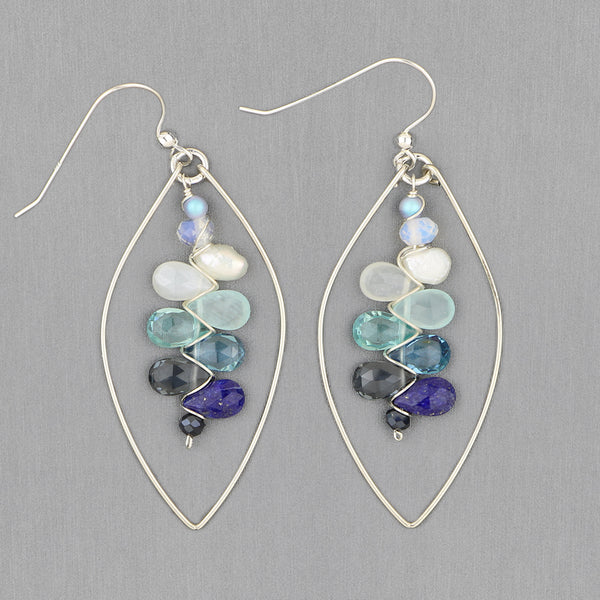 Anna Balkan Earrings: Kaleidoscope Hoops, Silver with Lapis