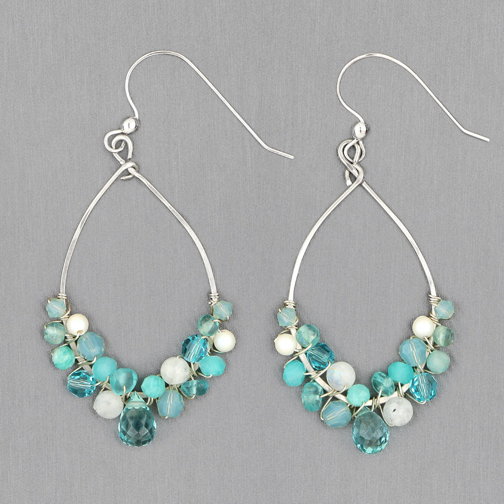 Anna Balkan Earrings: Anna Signature Hoop, Silver with Aquamarine