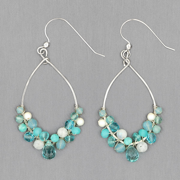 Anna Balkan Earrings: Anna Signature Hoop, Silver with Aquamarine