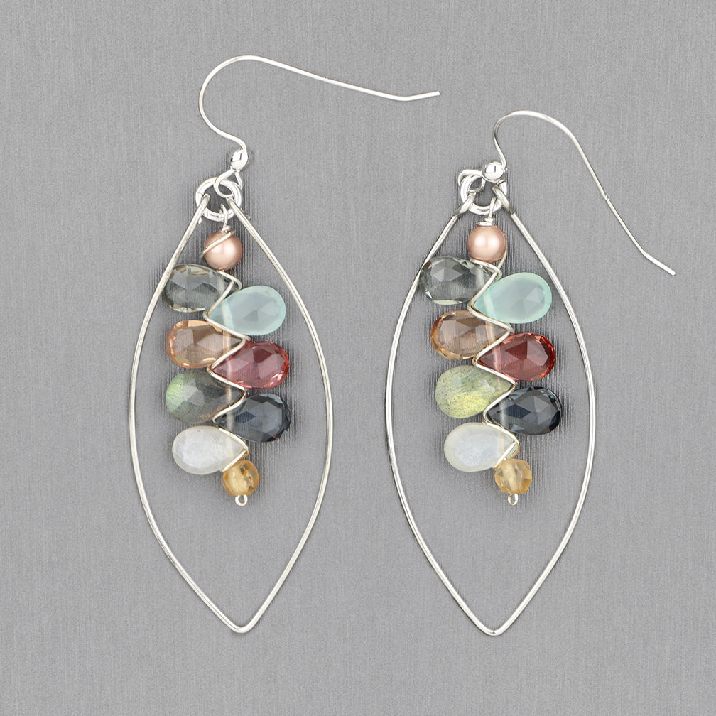 Anna Balkan Earrings: Kaleidoscope Hoops, Silver with Boho
