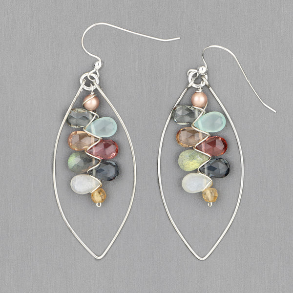 Anna Balkan Earrings: Kaleidoscope Hoops, Silver with Boho