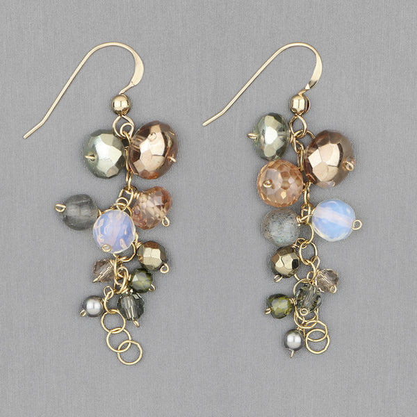 Anna Balkan Earrings: Playful Gems, Gold with Paris