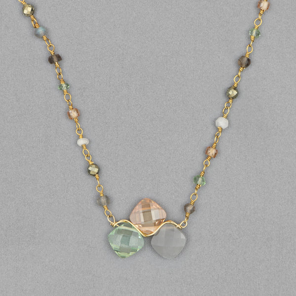 Anna Balkan Necklace: Kate Layering Tri-Gem, Gold with Paris Chain