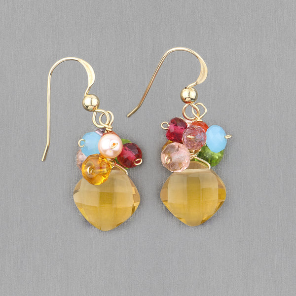 Anna Balkan Earrings: Abby Cluster, Gold with Citrine
