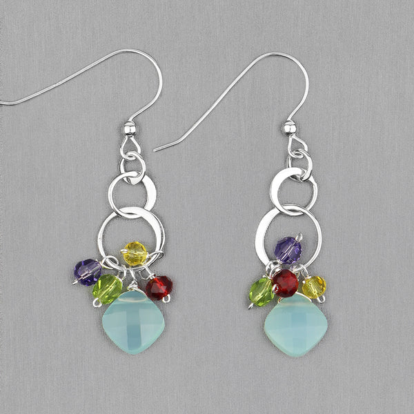 Anna Balkan Earrings: Mini Bubbles, Silver with Chalcedony