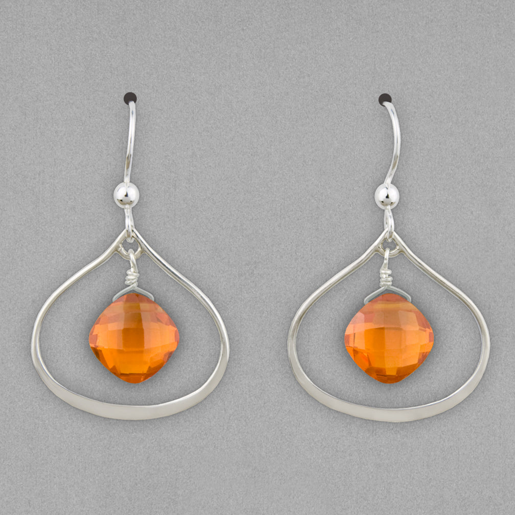 Anna Balkan Earrings: Nina Petal, Silver with Orange
