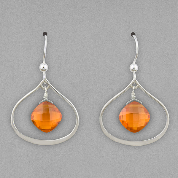 Anna Balkan Earrings: Nina Petal, Silver with Orange