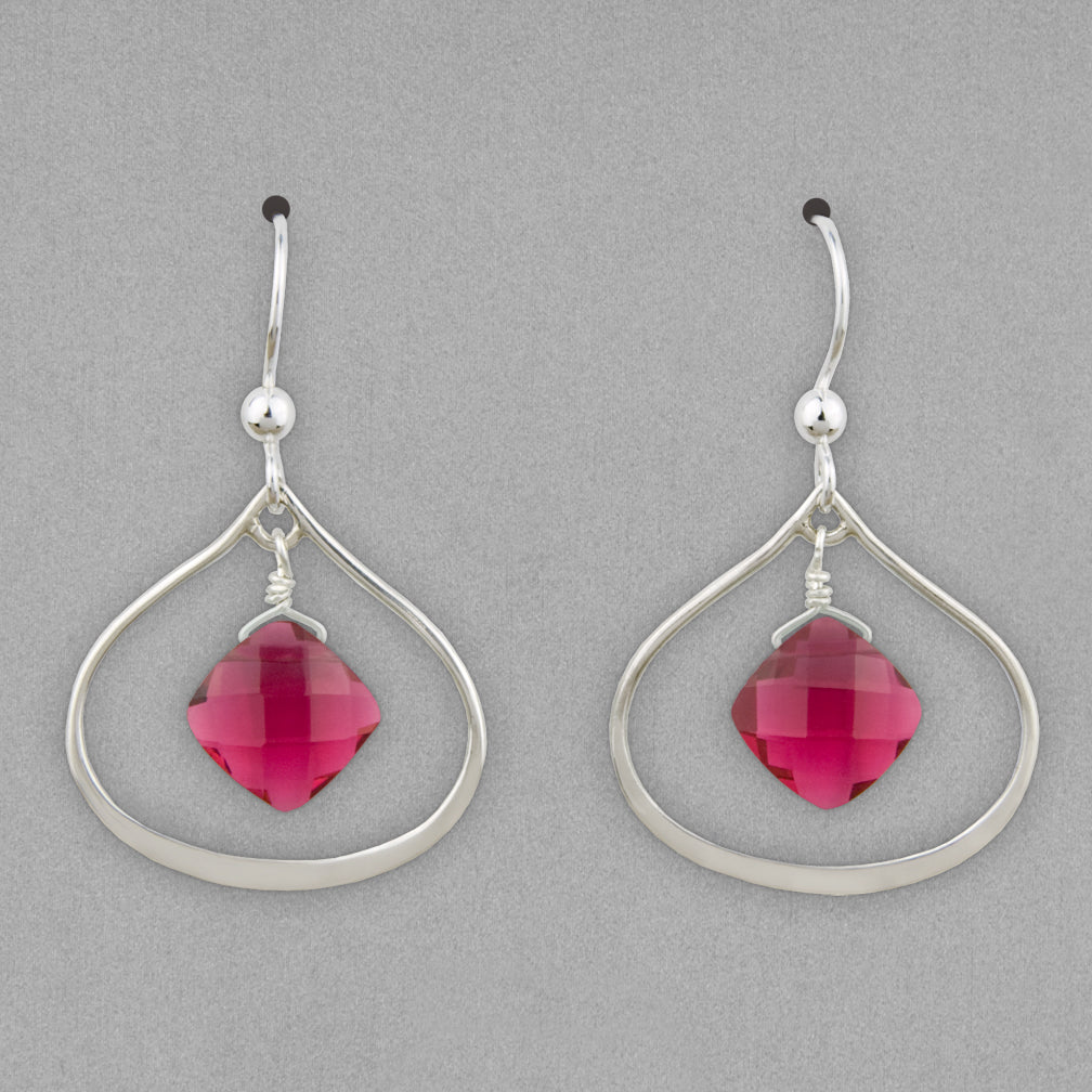 Anna Balkan Earrings: Nina Petal, Silver with Ruby Quartz