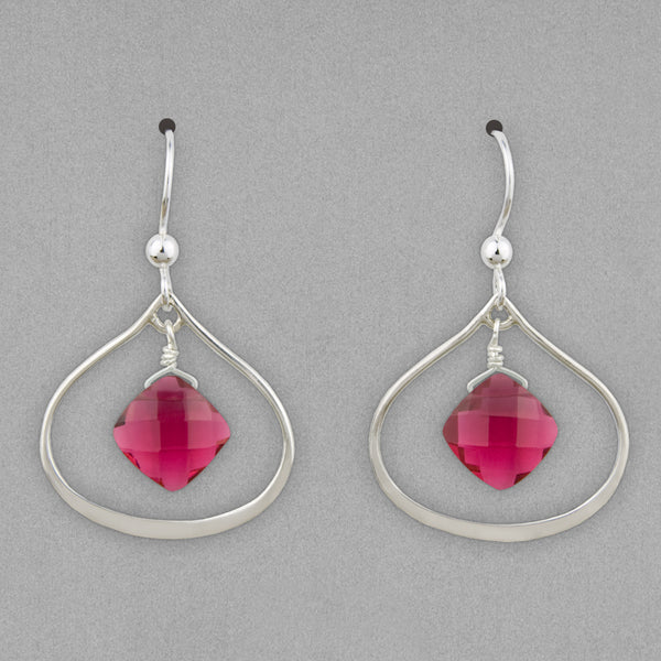 Anna Balkan Earrings: Nina Petal, Silver with Ruby Quartz