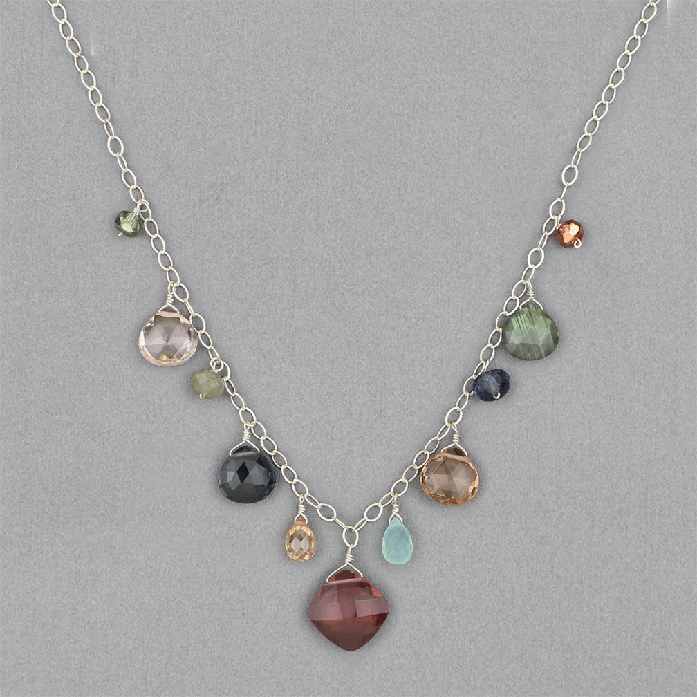 Anna Balkan Necklace: New Zina Gemstone, Silver with Marsala