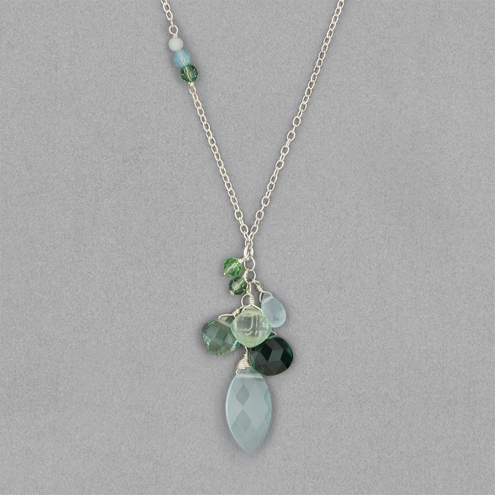 Anna Balkan Necklace: Matrix with Mixed Shapes, Silver with Chalcedony