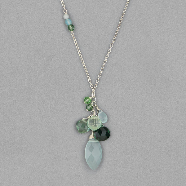 Anna Balkan Necklace: Matrix with Mixed Shapes, Silver with Chalcedony