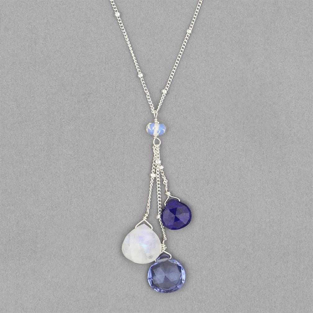 Anna Balkan Necklace: Past, Present, Future, Silver with Lapis