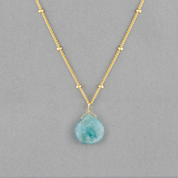 Anna Balkan Necklace: Kylie Single Gem, Gold with Amazonite