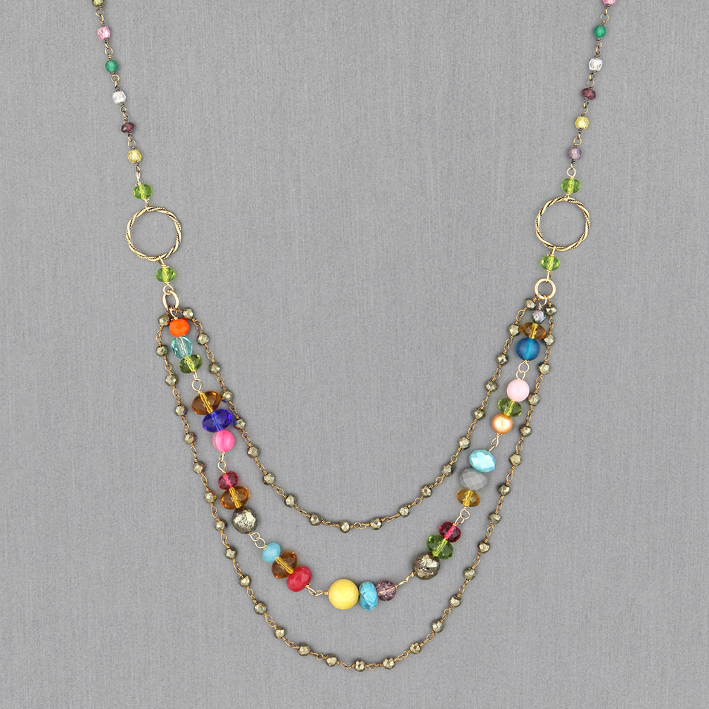 Anna Balkan Necklace: Three Tier Classic Drape, Gold