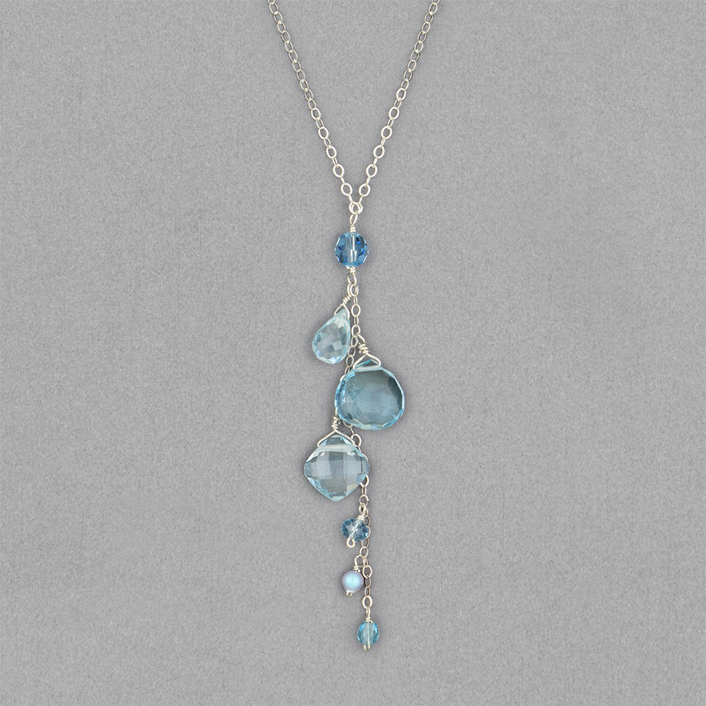 Anna Balkan Necklace: Waterfall, Silver with Topaz