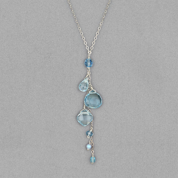 Anna Balkan Necklace: Waterfall, Silver with Topaz
