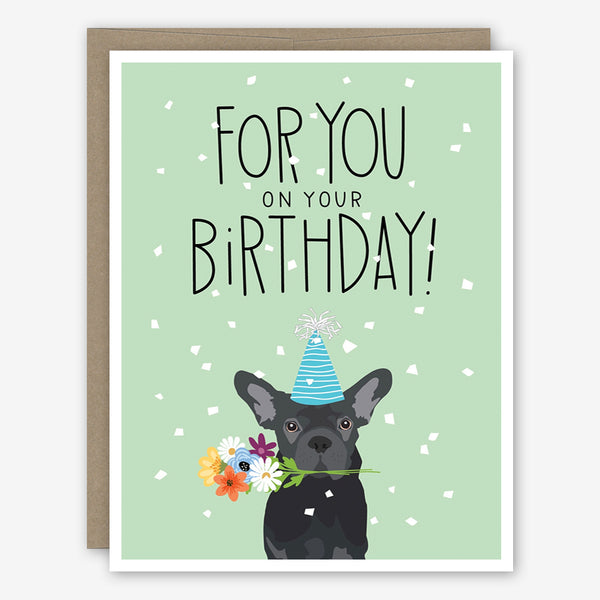 Apartment 2 Birthday Card: Frenchie with Flowers